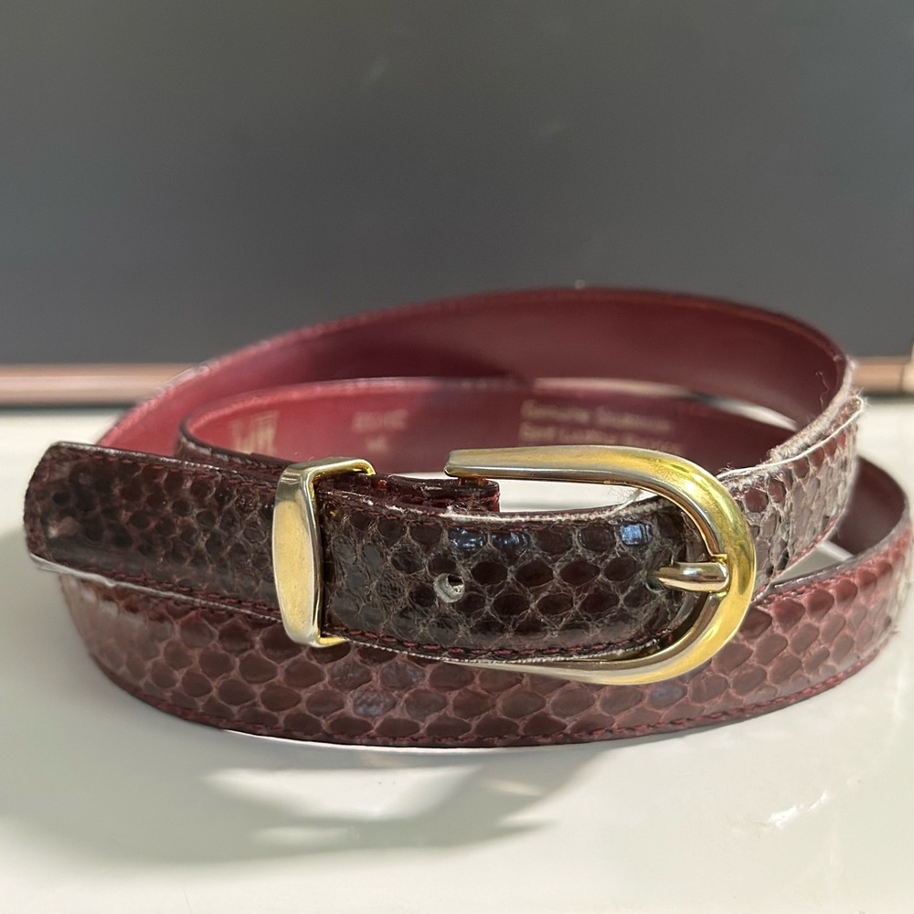 Vintage Maroon Snake Skin Belt
